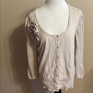 Red Cream Ruffle Button-Up Cardigan